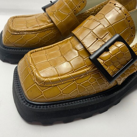 INTENTIONALLY BLANK Toronto Croc Embossed Loafer In Tan Size 6 - Picture 5 of 7